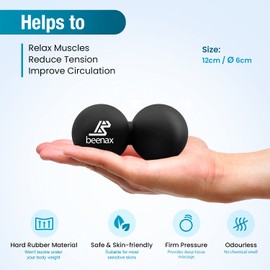 Beenax Peanut Massage Ball - Double Lacrosse Ball - Perfect for Trigger Point Therapy, Myofascial Release, Deep Tissue Massage, Yoga - Designed to Relieve Stress and Relax Tight Muscles