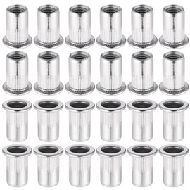 Hejo 60Pcs M8 Rivet Nut, 304 Stainless Steel Rivet Nut Insert Cap Kits, Flat Head Threaded Riveting Nuts Ideal for Automotive Furniture Electrical Industrial