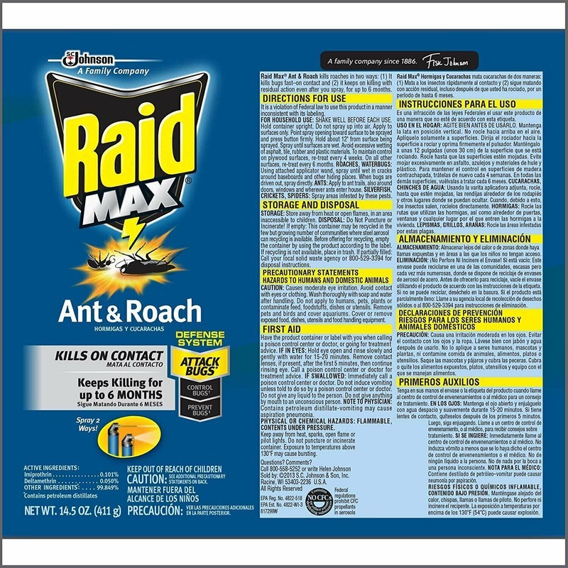 Raid Max Ant & Roach Killer, Insecticide Raid Spray, Kills