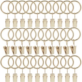 SOFPLATE 40Pcs Gold Curtain Clip Rings Drape Rod Rings 1.18 Inch Iron Small Circle Round Clips Fits up to 1 Inch Rod Metal Hook Hanger Accessories for Sliding Window Pinch Pleated Drapes Curtains