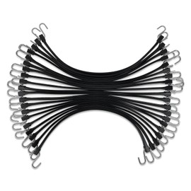 ROBLOCK 15" (20 Packs) Bungee Cords with Hooks Rubber Tarp Straps with 150% Max Stretch, 100% EPDM Bungee Cords with Metal Crimped S Hooks, Ideal for Securing Tarps, Cargo, Canvases, Weatherproof