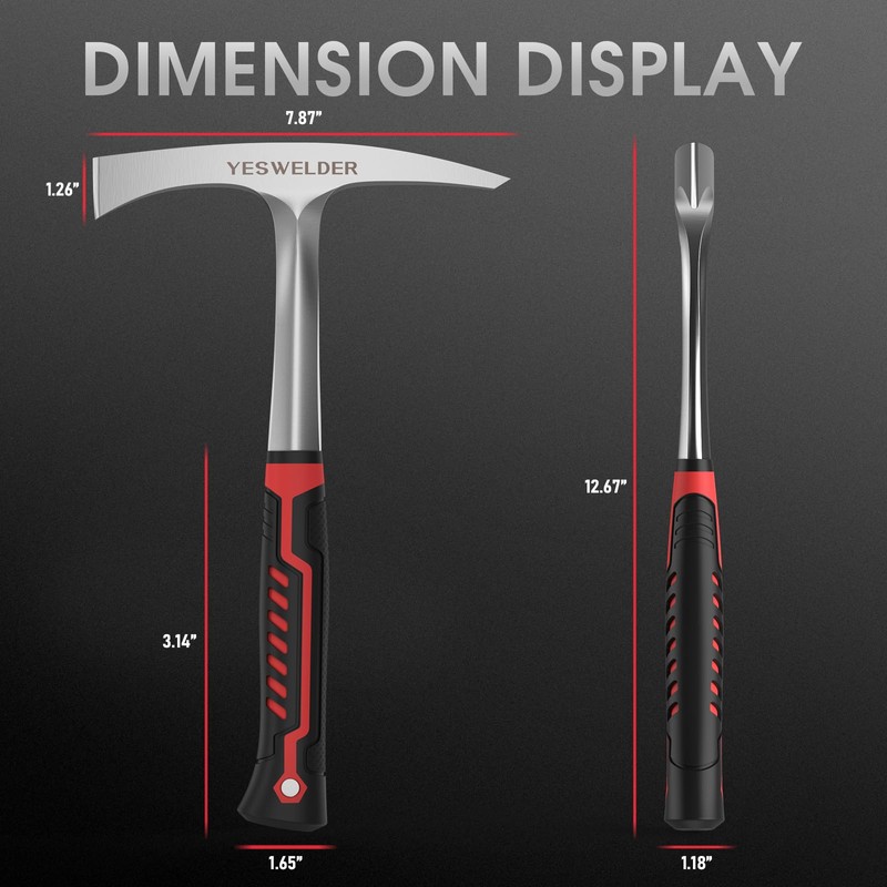 YESWELDER Welding/Chipping Hammer, 28oz Slag Removal Tool with carbon, Steel