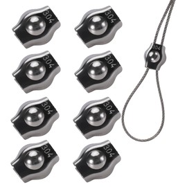 8PCS 1/8 Inches M3 Stainless Steel Wire Rope Cable Clip Clamp, M3 Simplex Single Bolt Wire Rope Clips for 1/8" Wire Rope
