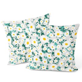 Berkin Arts Decorative Square Throw Pillow Covers Farmhouse Cushion Cases Designed of Modern Flower Floral, Made of Polyester Blend. Pack of 2, 18x18 Inch. Durable Vintage for Sofa