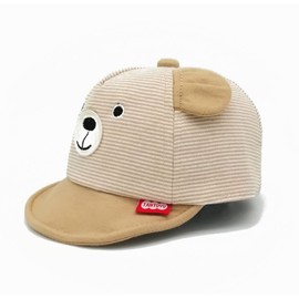 iEasey Newborn Baby Bear Striped Baseball Cap Infant Cotton Soft Brim Sun Protection Hat Spring Summer Travel Anti UV Sun Hat Snapback Peaked Adjustable Hat for Baby 3-12 Months