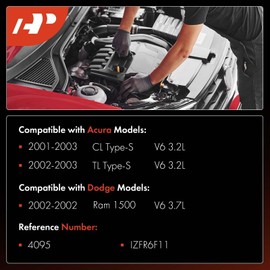 A-Premium Iridium Platinum Spark Plugs Compatible with Dodge Ram 1500 2002 & Acura TL Type-S 2002-2003, CL Type-S 2001-2003, 3.2L 3.7L, Pack of 6