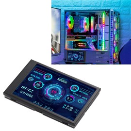 Tonysa 3.5 Inch IPS Computer Temperature Monitoring, Small Screen for AIDA64 PC CPU RAM Hard Drive Data, Real-time Data Monitoring (Black)