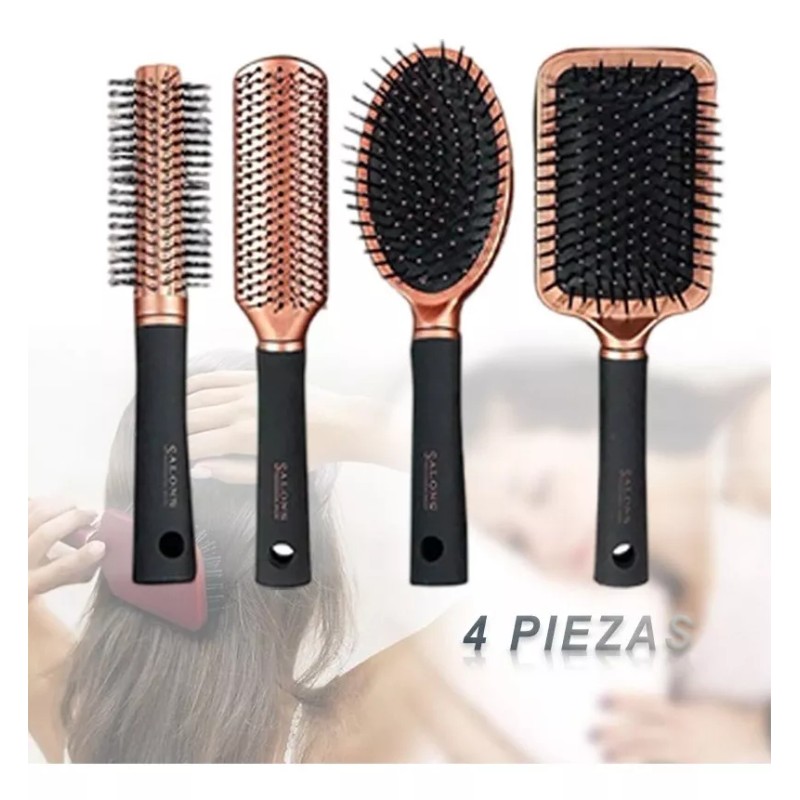 ANDSS 4 Piezas Herramientas De Peluquería Peine Redondo Para Peluq