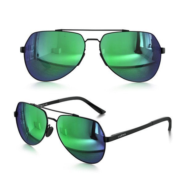 LUENX Men Women Aviator Sunglasses Polarized Shades Flexible Spring Hinge