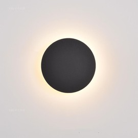 YXTSIMV Modern Minimalist Wall Light White/Black Round Disc Wall Sconce Metal Circular Stairwell Lighting Dimmable LED Sconce for Living Room Bedroom