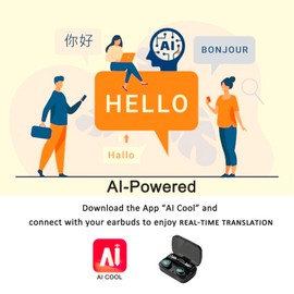 AI Language Translation Earbuds, Bluetooth AI Translating Earphone Support 144 Language Real Translation, In-Ear AI Headphone Translator Bluetooth Connection Compatible with iOS & Android (Black)