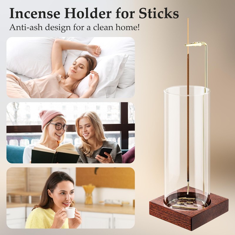 Incense Holder,Wooden Incense Holder for Sticks with 20 Incense Sticks,