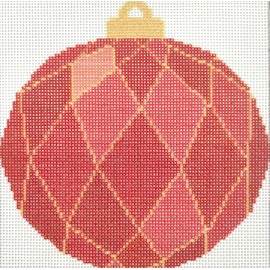 Howie's Needlepoint - lona de punto de aguja, patrones estampados de bordado de 18 quilates para principiantes o avanzados, lona impreso de Navidad (bolas de patrones geométricos rojos de Navidad, 5 x