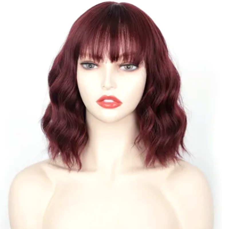 Women Wig Wine Red Button Hair Net Portable Compact Practical