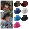 ECYC Children Jazz Hats Kids Solid Color Linen Fedoras Caps
