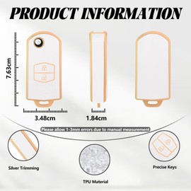 TOOMUME Key Case TPU, Car Key Case Fits Mazda 2/3/5/6 M2 M3 M5 M6 CX-3 CX-5 CX-7 CX-9 CX-30 MX-5 RX-8 BT-50 Atenza Axela Demio, Key Cover Protection Key Case - Flip Key