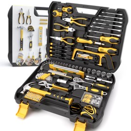 CRESOLVIA Home Tool Kit 199 Piece Basic Household Auto Repair Tool Set Car Toolbox General Hand Tool Kit for Home Men Women DIY with Plastic Toolbox Storage Case Pliers Wrench Combination