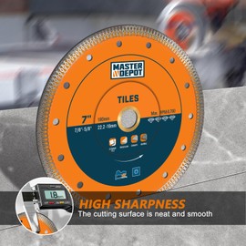 7 Inch Ultra-Thin Turbo Mesh Diamond Blade for Cutting Porcelain, Ceramic, Marble, Granite, 2 Pack for Handheld Saws and Angle Grinders, Dry and Wet Use, 7/8"-5/8" Arbor