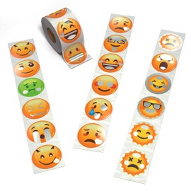 Emoticon Stickers for Kids - 2" Circles Shiny Silver - Smile Stickers for School and Home, Rewards, Parties, and More. Made in The USA by Kenco (6)
