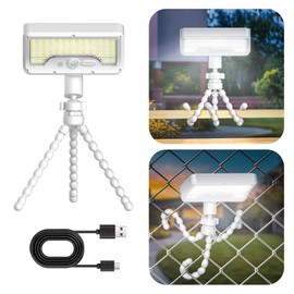 Tryme 92 LED Solar Lights Outdoor Waterproof with Motion Sensor, Octopus Stand, Adjustable Angle, Optical Diffuser Lens, 3 Modes, USB & Solar Powered, Fence Lights for Garden, Gate (1 Pack)