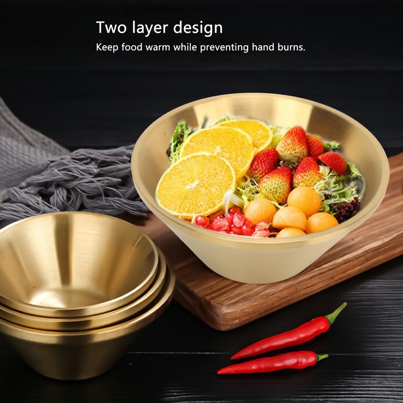Stainless Steel Salad Bowls Gold Double Layer Exquisite Decorative Gold