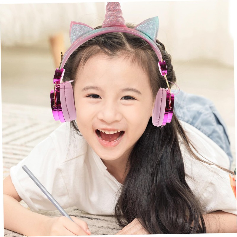 OSALADI Boy Girl Headphones with Microphone Volume Control Cable Cartoon