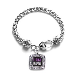 Inspired Silver - I Am Unstoppable - Silver Braided Bracelet for Women - Square Charm Bracelet Jewelry Gift with Cubic Zirconia - Women's Charm Bracelet with Lobster Claw Clasp