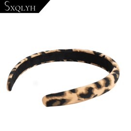 SXQLYH Headband Padded Leopard Print Fabric Headband - Headband Padded Women - Hair Accessories Fabric Hair Band Headbands Wide Padded Headband for Women Girls (Kaki, 2.2 cm)