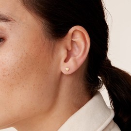 PAVOI 14K Gold Plated 925 Sterling Silver Huggie Half Hoop Earrings | Hypoallergenic Minimalist Tiny Cartilage Earring (Heart, Rose Gold)