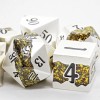Sage's Rift Stones - Pearl Silver Chartreuse Metal Polyhedral Dice