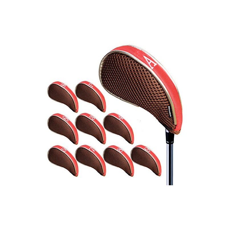 Andux Mesh Golf Iron Head Covers with Zipper Closure Left