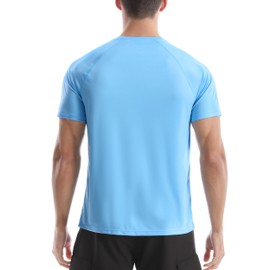 Roadbox Men's Short-Sleeved Rash Guard, UV Protection, UPF 50+, Quick-Drying Bathing Shirt, Breathable Outdoor Water Sports Shirt, lightblue, 3 XL
