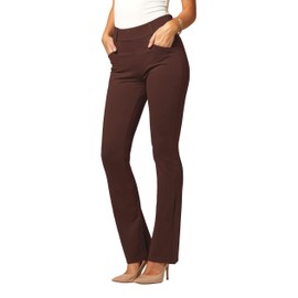 Conceited Dress Pants Women - Stretchy - Tummy Control - All Day Comfort Wear to Work - Womens Dress Pants in Tall and Petite - Regular and Plus Size - Chocolate Brown - Small