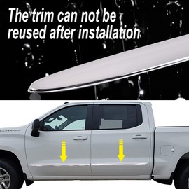 PIT66 Side Molding Trim, Compatible with 2019-2021 Chevy Silverado 1500 Crew Cab ONLY Body Side Molding Trim Chrome