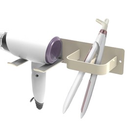 Adorila Hair Dryer Holder Wall Mounted, Self Adhesive Blow Dryer Holder, Hair Tool Organizer for Hair Dryer, Curling Wands (Light Brown)