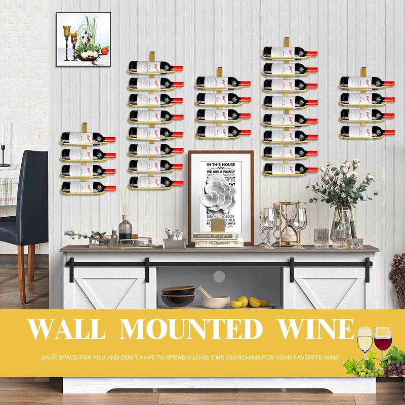 KHayRovies Wine Rack Wall Mounted for 8 Wine Bottles, Metal