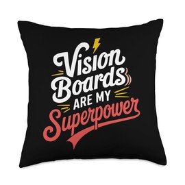 Manifestation Vision Board Goal Setting Dream Big Visualize Throw Pillow