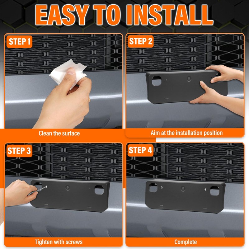 ABS Front License Plate Holder& Frame Bracket- Enhanced Anti- Vibration