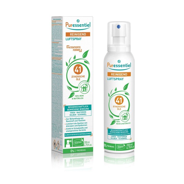 Puressentiel Purifying Air Spray with 41 Essential Oils - Room and Home Spray - Instantly Freshens The Air - Infused with Essential Oils - Eliminates Unpleasant Odors - Aromatherapy Based - 200 Ml