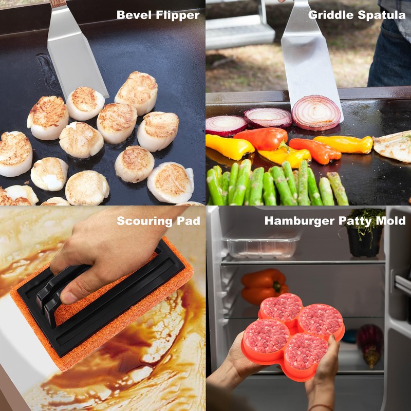 ROMANTICIST 132PC Professional Griddle Accessories Kit - Heavy Duty Stainless