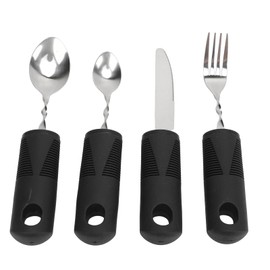 Adaptive Weighted Utensils for Parkinson's Patients. Cutlery Set with Ergonomic Design, Easy to Hold and Use, Stainless Steel and ABS Material for Hygienic