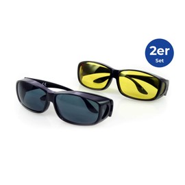 Maximex Overglasses Set of 2, Reduces Reflections, Filters Glare UV Light (UV 400 Filter), Protects Against Light and Sun, Tired Eyes, Relaxed, More Comfortable Driving, Unisex, multicoloured