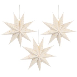 minkissy 3pcs White Paper Star Lantern Lampshade Decoration 3D Paper Star Pentagram Lampshade Foldable Lamp Shade for Xmas Wedding Party Home Hanging Decorations 35cm