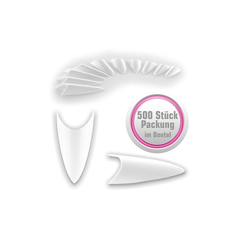 Pack of 500 Stilettos Nail Tips White (ABS Formula) -