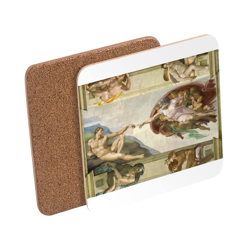 Cork Coaster - Michelangelo La Création d'Adam Fresque Vatican, 1
