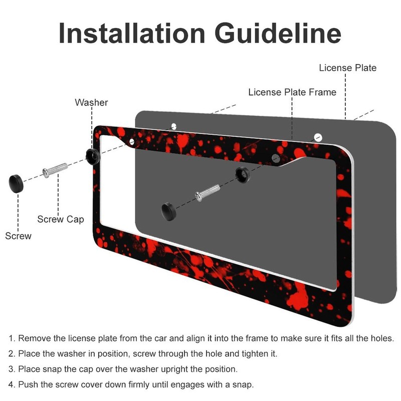 Blood Splattered Red Black License Plate Frames - 2 Pcs