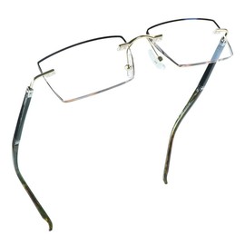 YEIN Fashion Rimless Reading Glasses Blue Light Blocking Spectacle Readers for Men(Gold,+0.00)