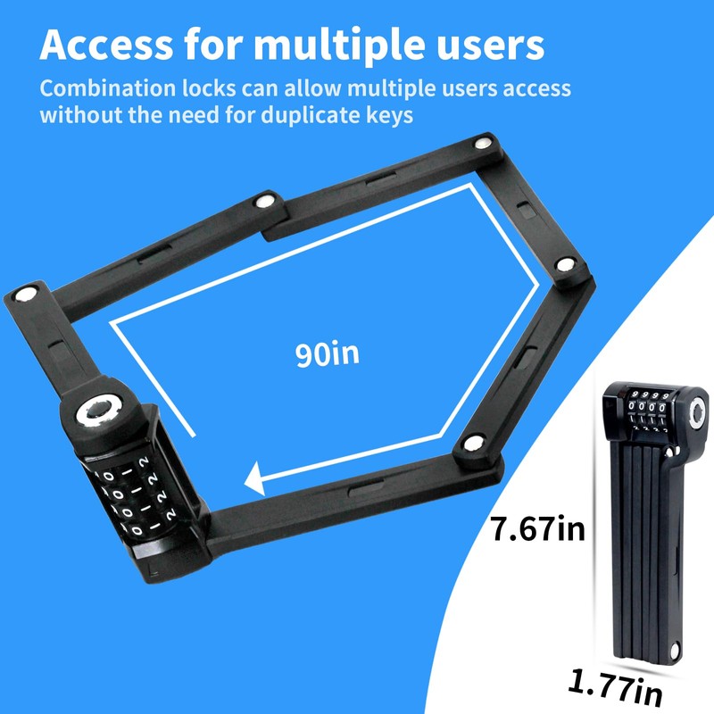 Auto Care Bike Fold Code Lock, 35 Inch Thickened Alloy