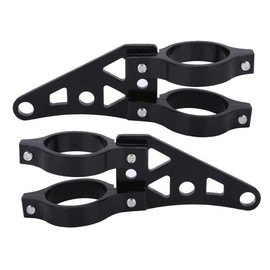 Riloer 1Pair of Headlight Mount Brackets Fork Spotlight Holders for Motorcycle with 39-41mm Diameter Fork Tubes, Universal Waterproof Turn Signal Light Bracket Mount, Black/Silver