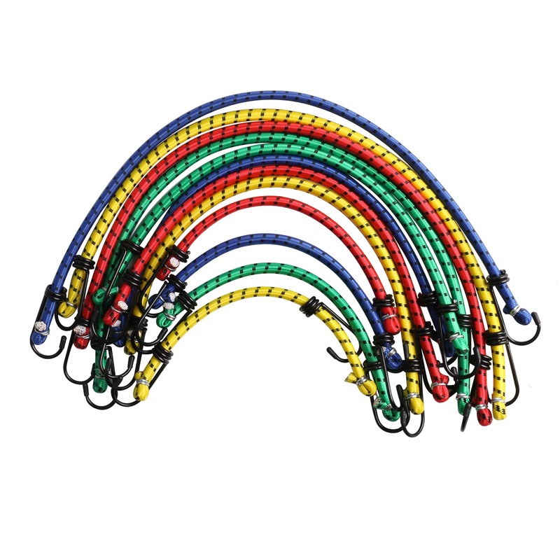 Basic Bungee Strap 12 Bungee Cords with Hooks, Elastic Straps